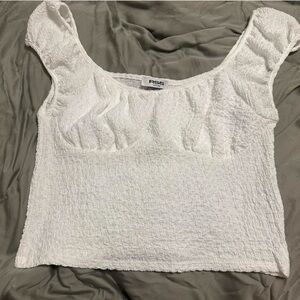 RSQ Textured White Scoop Neck Blouse